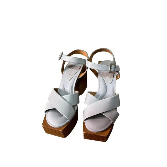 Robert Clergerie Gray Vaina Leather Platform Sandal Size 37 - Picture 2 of 10